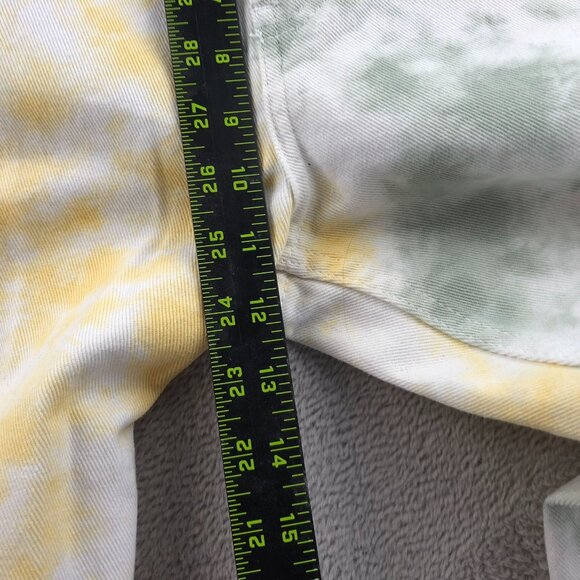 PacSun Mens Carpenter Pants 32 Yellow Cargo Tie-Dye Relaxed Fit Frayed Hem Y2K - Picture 7 of 13